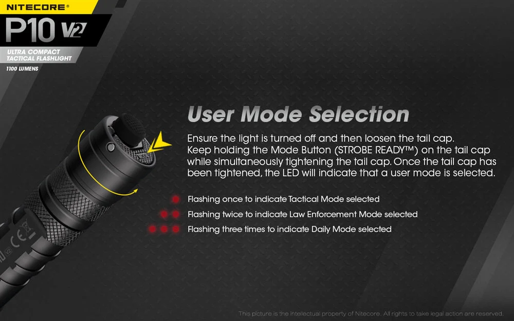 Nitecore P10 V2 1100 Lumen LED Flashlight - Image 8
