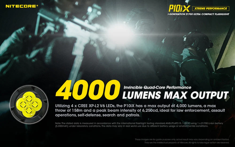 NITECORE P10iX 4000 Lumen USB-C Rechargeable Flashlight - Image 3