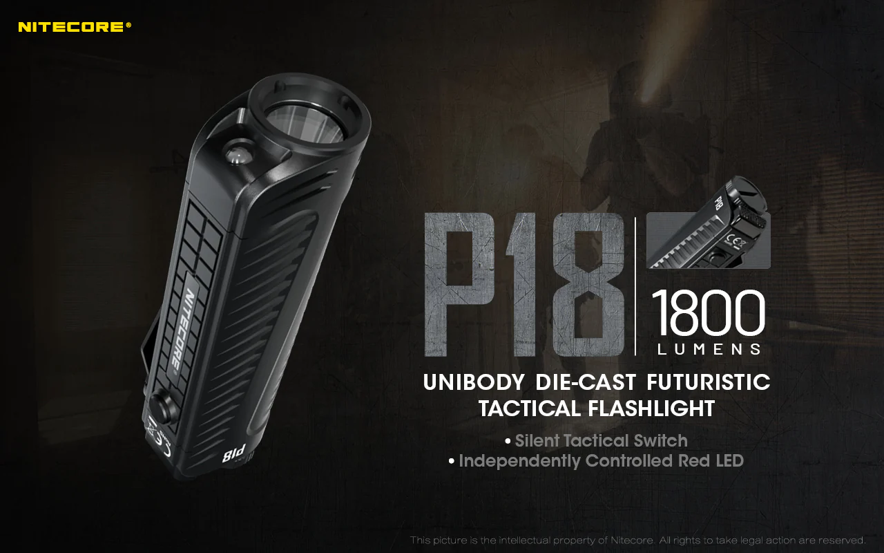 Nitecore P18 1800 Lumen EDC Flashlight with Red LED - Image 2