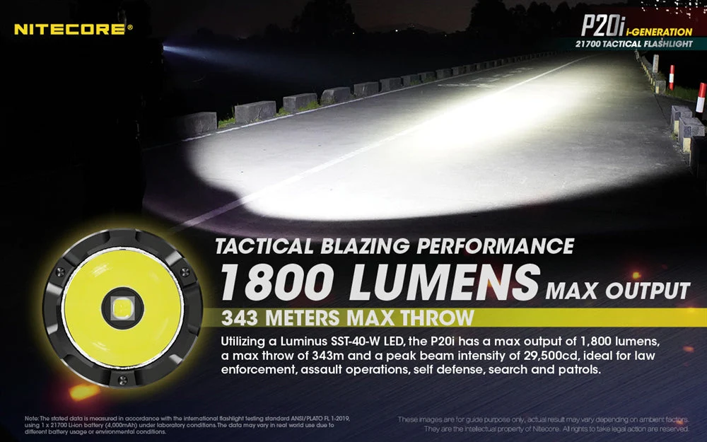 Nitecore P20i 1800 Lumen USB-C Rechargeable LED Flashlight - Image 2
