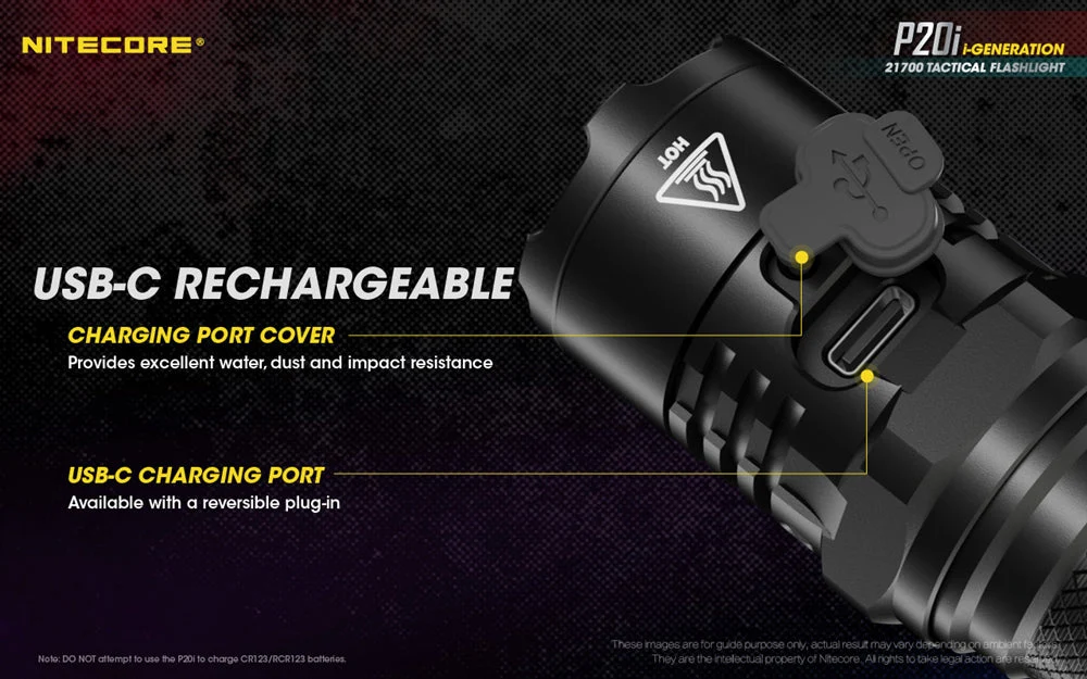 Nitecore P20i 1800 Lumen USB-C Rechargeable LED Flashlight - Image 6