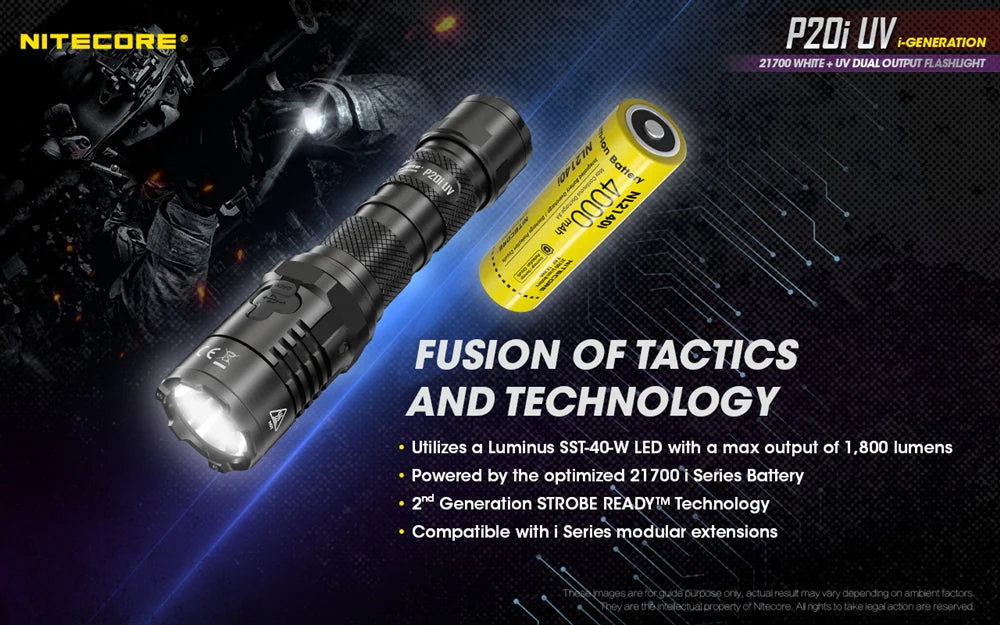 Nitecore P20i UV 1800 Lumen Rechargeable Flashlight with UV Light - Image 3