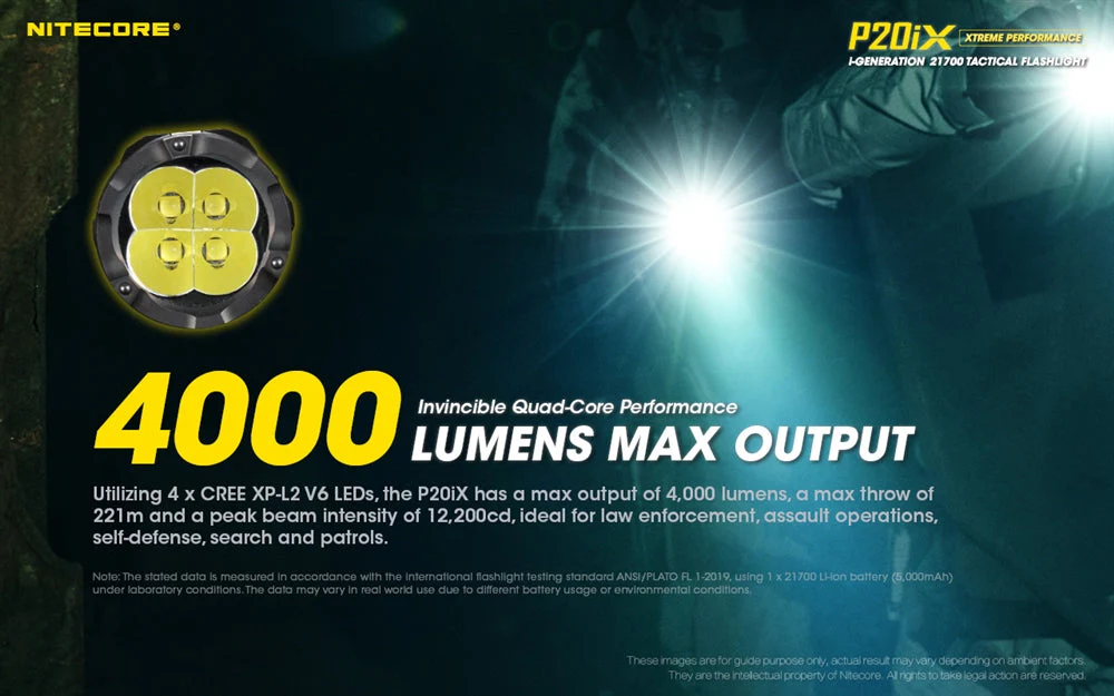 Nitecore P20iX 4000 Lumen USB-C Rechargeable Flashlight - Image 3