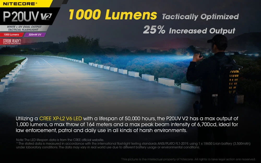 Nitecore P20UV V2 1000 Lumen LED Flashlight - Image 2