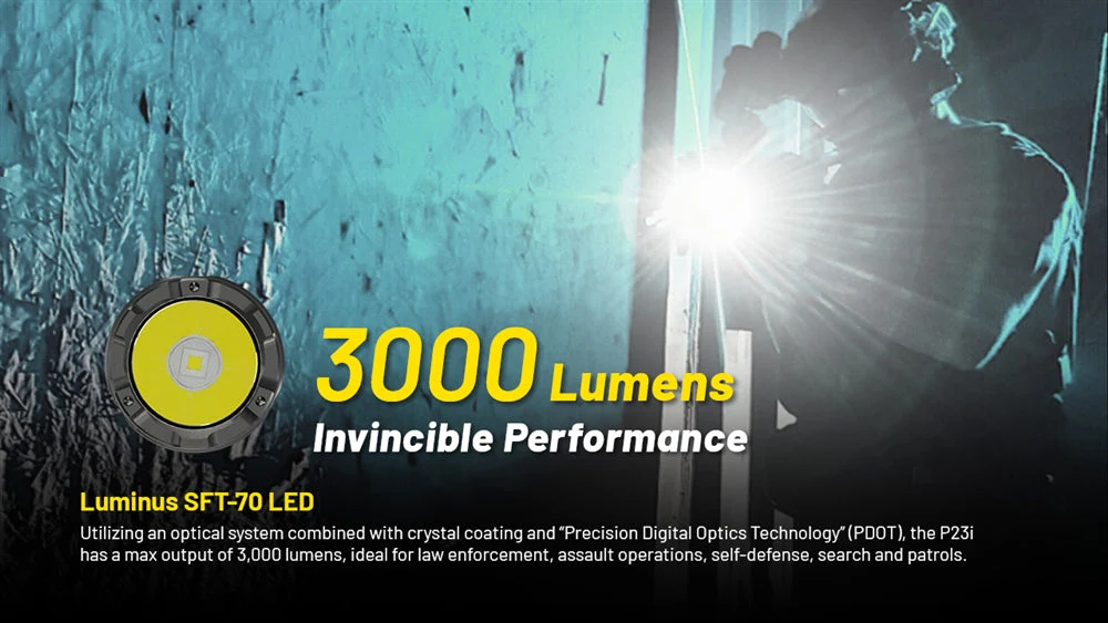 NITECORE P23i 3000 Lumen Rechargeable Flashlight - Image 2