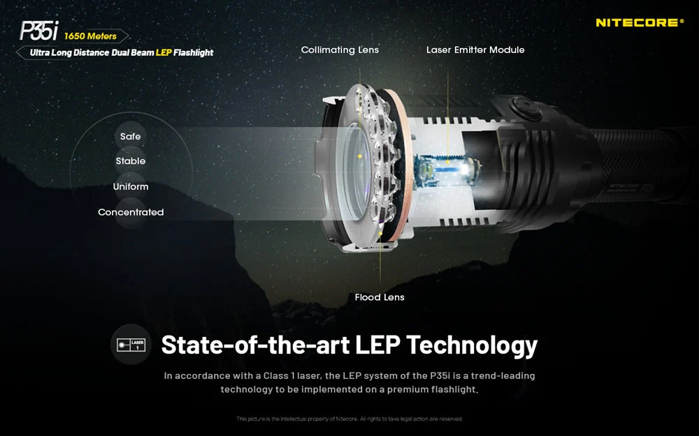 Nitecore P35i 3000 Lumen 1804 Yard Rechargeable LEP Flashlight - Image 2
