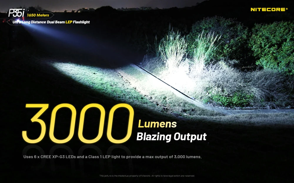 Nitecore P35i 3000 Lumen 1804 Yard Rechargeable LEP Flashlight - Image 4