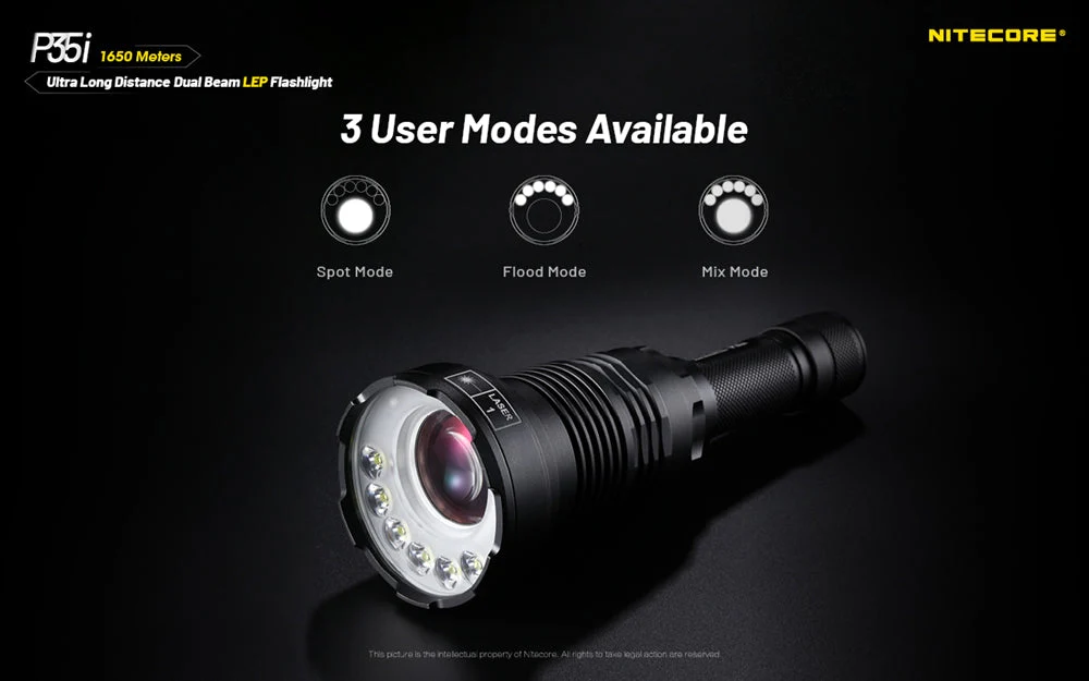 Nitecore P35i 3000 Lumen 1804 Yard Rechargeable LEP Flashlight - Image 6