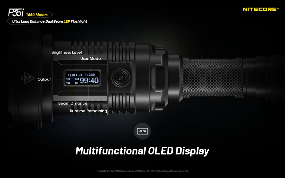 Nitecore P35i 3000 Lumen 1804 Yard Rechargeable LEP Flashlight - Image 8