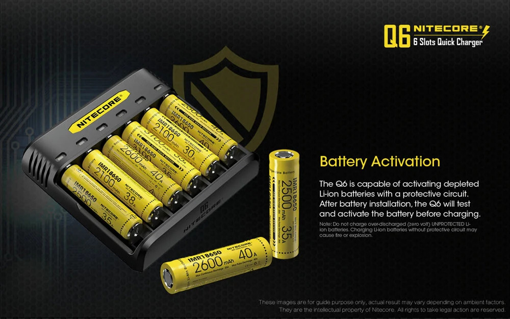 Nitecore Q6 Six Slot Charger, for 18650 16340 RCR123A 14500 18350 and more - Image 10