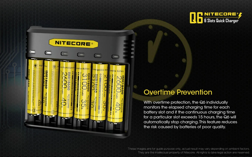 Nitecore Q6 Six Slot Charger, for 18650 16340 RCR123A 14500 18350 and more - Image 11