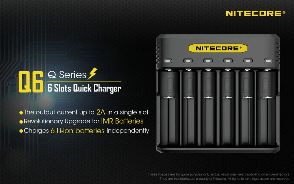 Nitecore Q6 Six Slot Charger, for 18650 16340 RCR123A 14500 18350 and more - Image 2