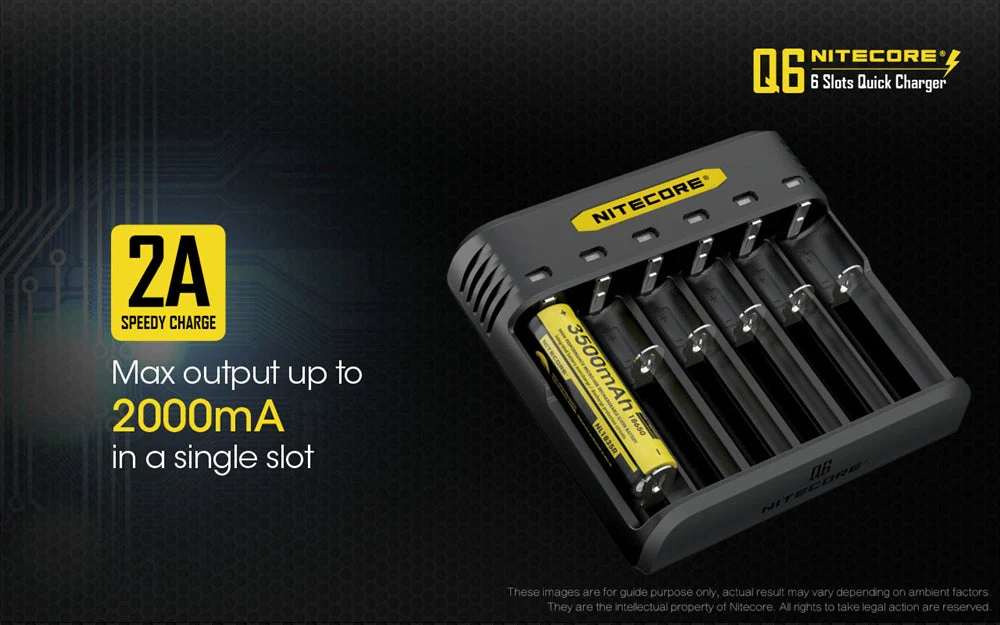 Nitecore Q6 Six Slot Charger, for 18650 16340 RCR123A 14500 18350 and more - Image 3