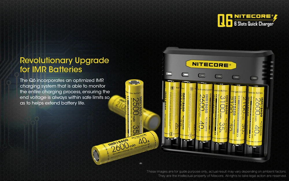 Nitecore Q6 Six Slot Charger, for 18650 16340 RCR123A 14500 18350 and more - Image 5