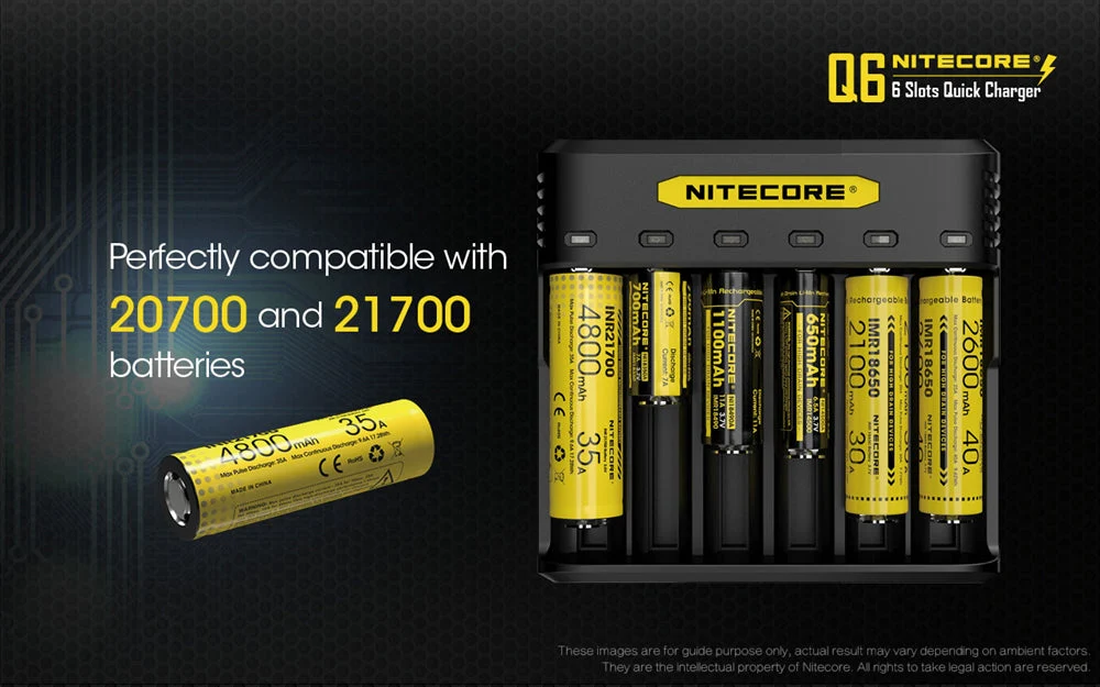 Nitecore Q6 Six Slot Charger, for 18650 16340 RCR123A 14500 18350 and more - Image 7