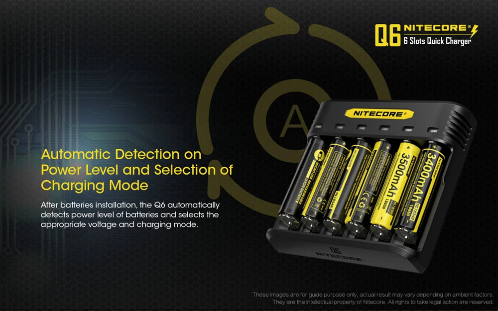 Nitecore Q6 Six Slot Charger, for 18650 16340 RCR123A 14500 18350 and more - Image 9