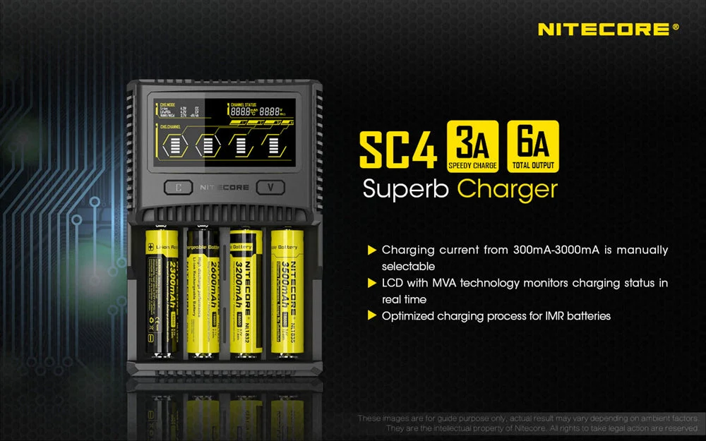Nitecore SC4 4-Slot Fast Universal Charger for 18650 17650 17670, RCR123A 16340 14500 AA AAA C D - Image 2