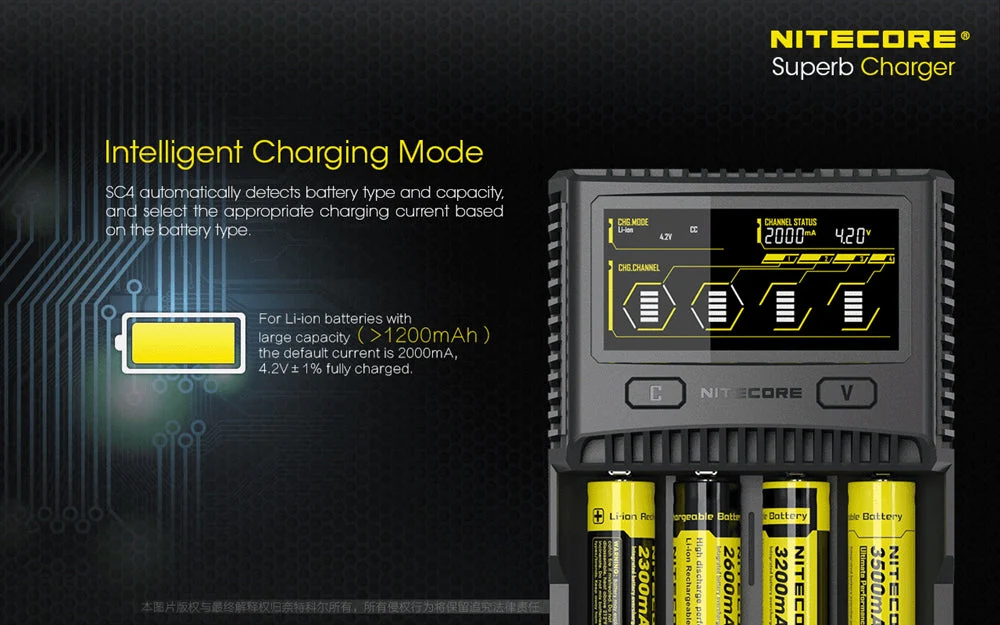 Nitecore SC4 4-Slot Fast Universal Charger for 18650 17650 17670, RCR123A 16340 14500 AA AAA C D - Image 3
