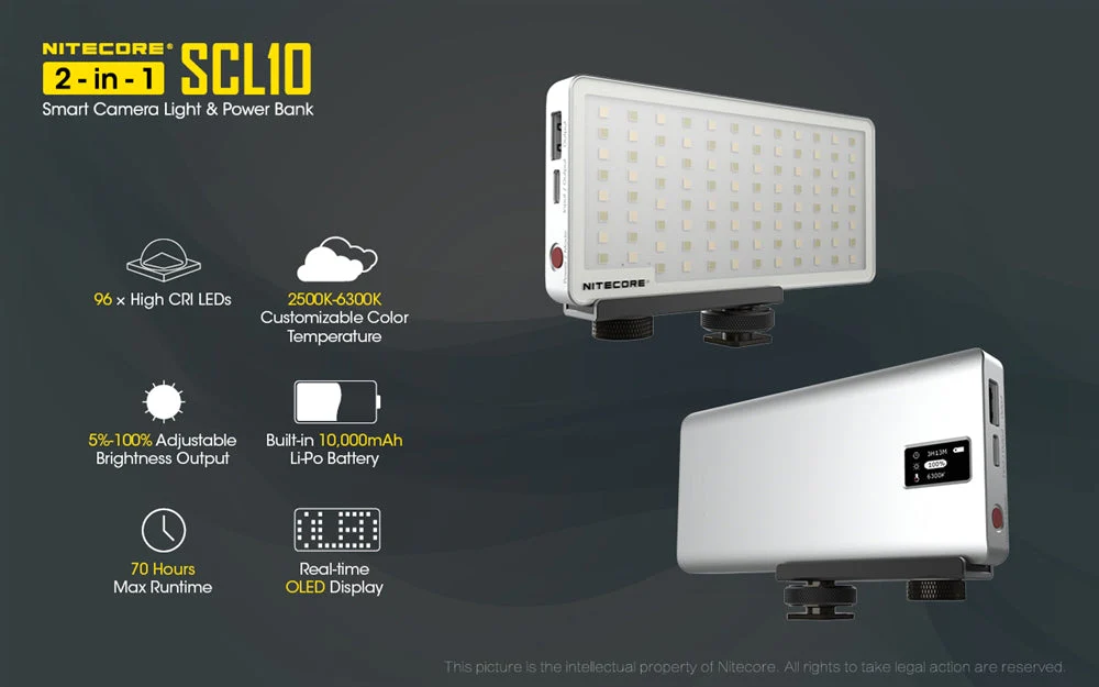 Nitecore SCL10 2-in-1 Smart Camera Light and Power Bank - Image 3