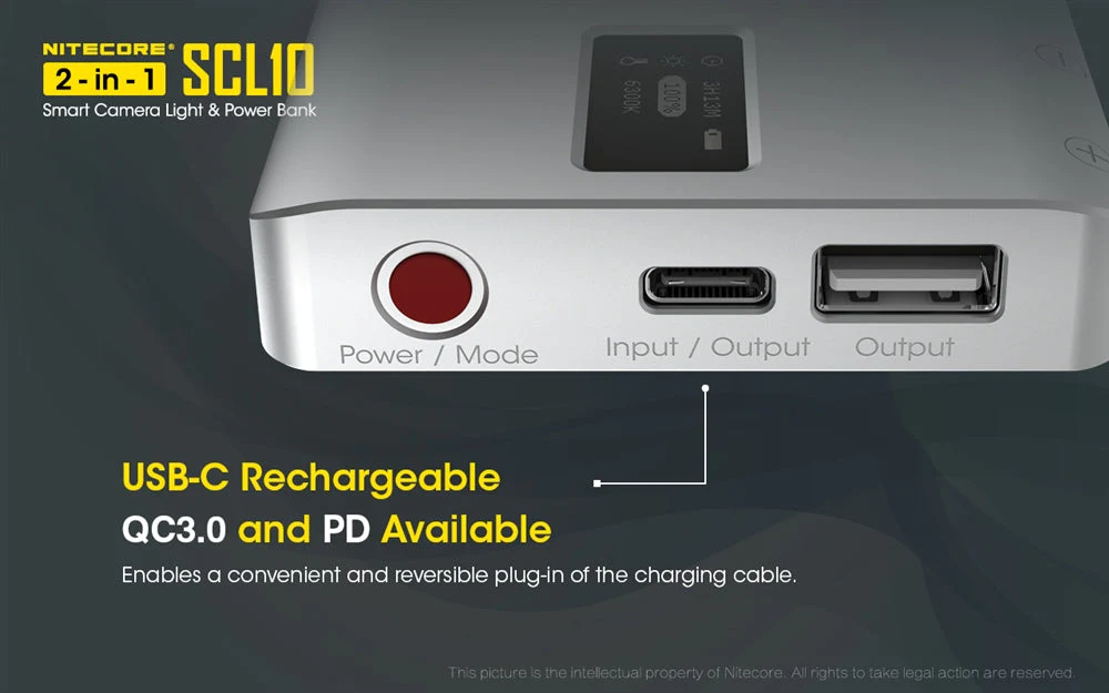 Nitecore SCL10 2-in-1 Smart Camera Light and Power Bank - Image 6