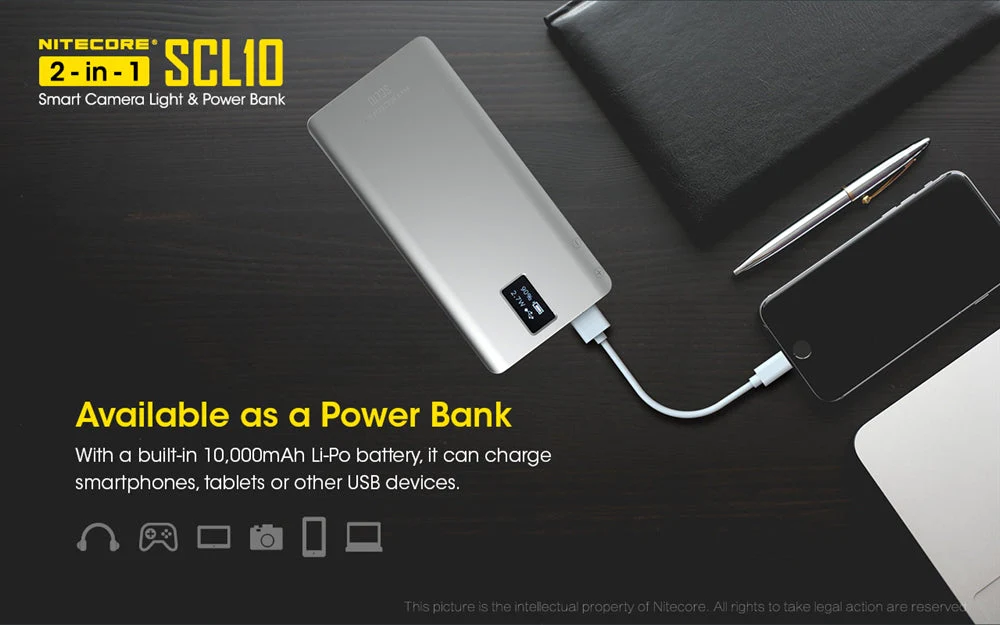 Nitecore SCL10 2-in-1 Smart Camera Light and Power Bank - Image 7