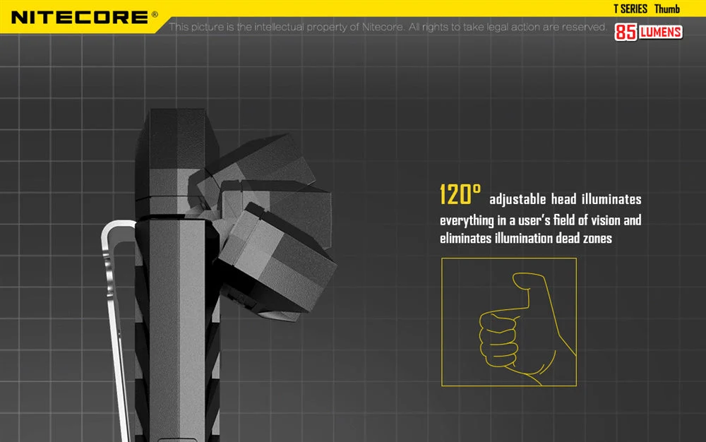 Nitecore Thumb 85 Lumen Clip on Rechargeable Flashlight, with Adjustable Angle - Image 3