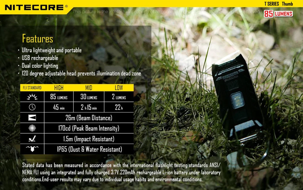 Nitecore Thumb 85 Lumen Clip on Rechargeable Flashlight, with Adjustable Angle - Image 7