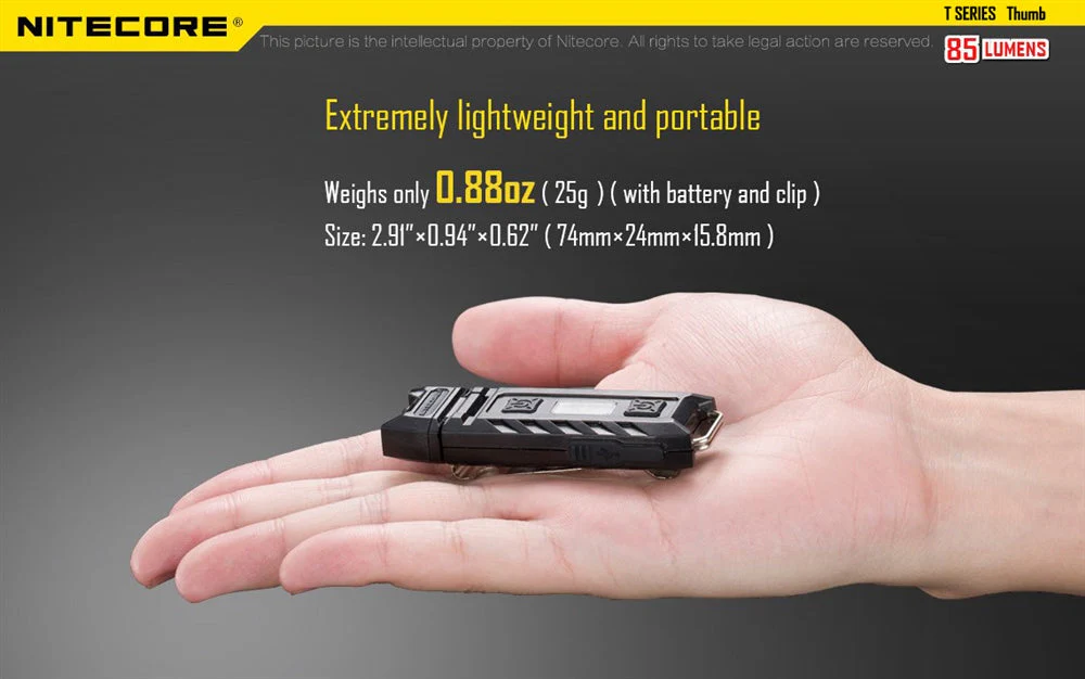 Nitecore Thumb 85 Lumen Clip on Rechargeable Flashlight, with Adjustable Angle - Image 9