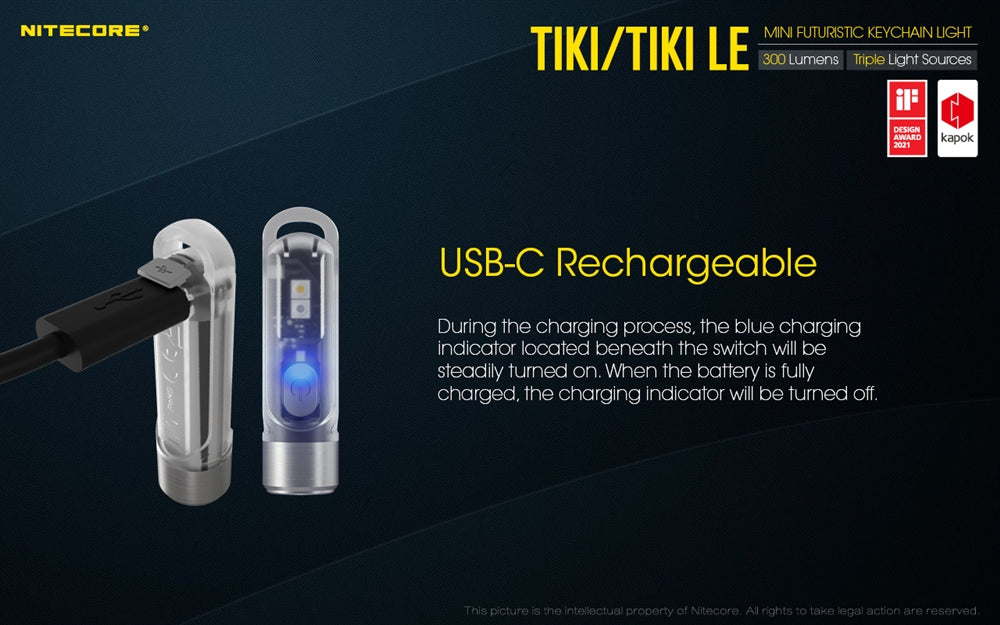 Nitecore TIKI 300 Lumen USB-C Rechargeable Keychain Flashlight - Image 14