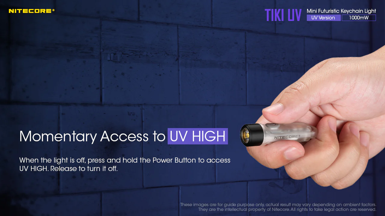 Nitecore TIKI UV 1000mv Rechargeable UV Keychain Flashlight Black Light - Image 10