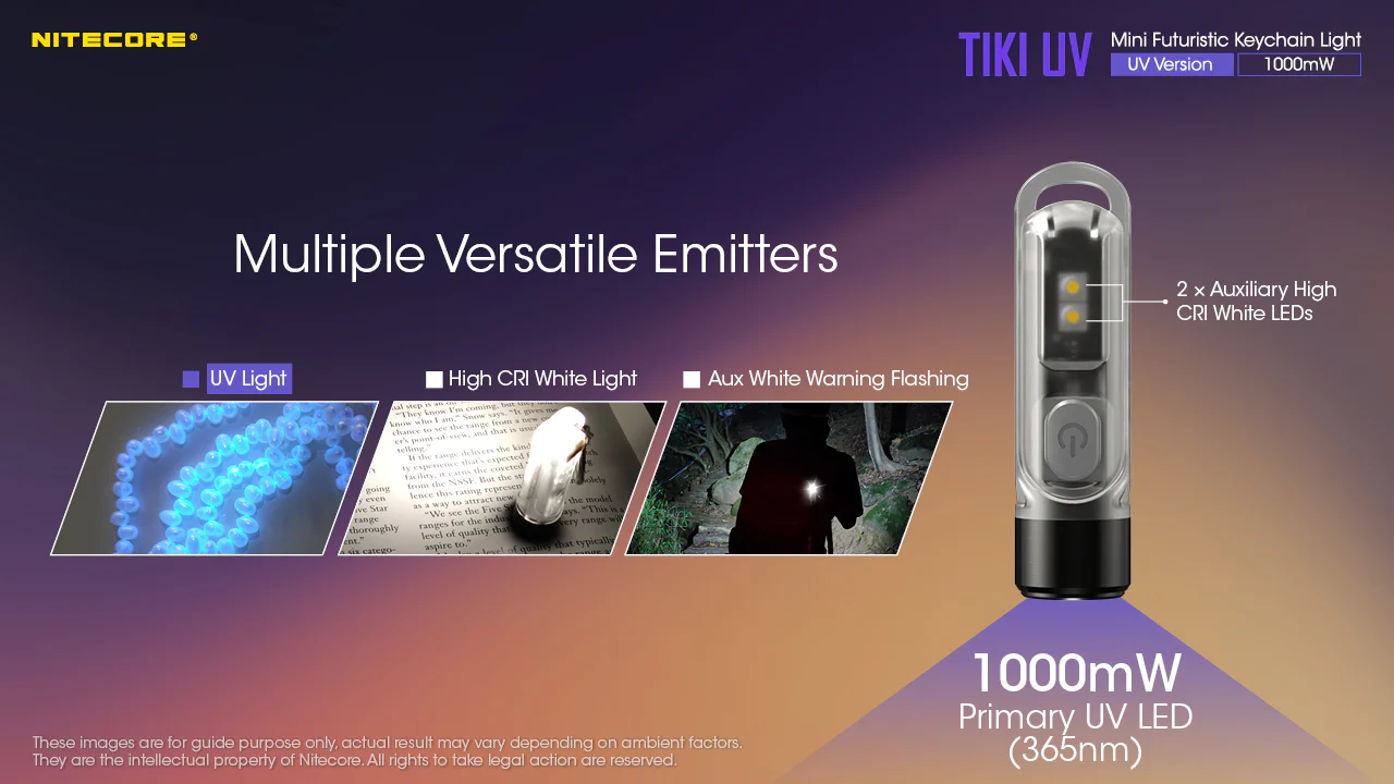Nitecore TIKI UV 1000mv Rechargeable UV Keychain Flashlight Black Light - Image 3