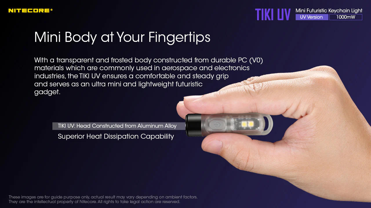 Nitecore TIKI UV 1000mv Rechargeable UV Keychain Flashlight Black Light - Image 6