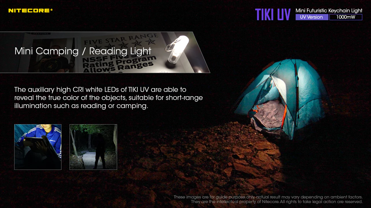 Nitecore TIKI UV 1000mv Rechargeable UV Keychain Flashlight Black Light - Image 8