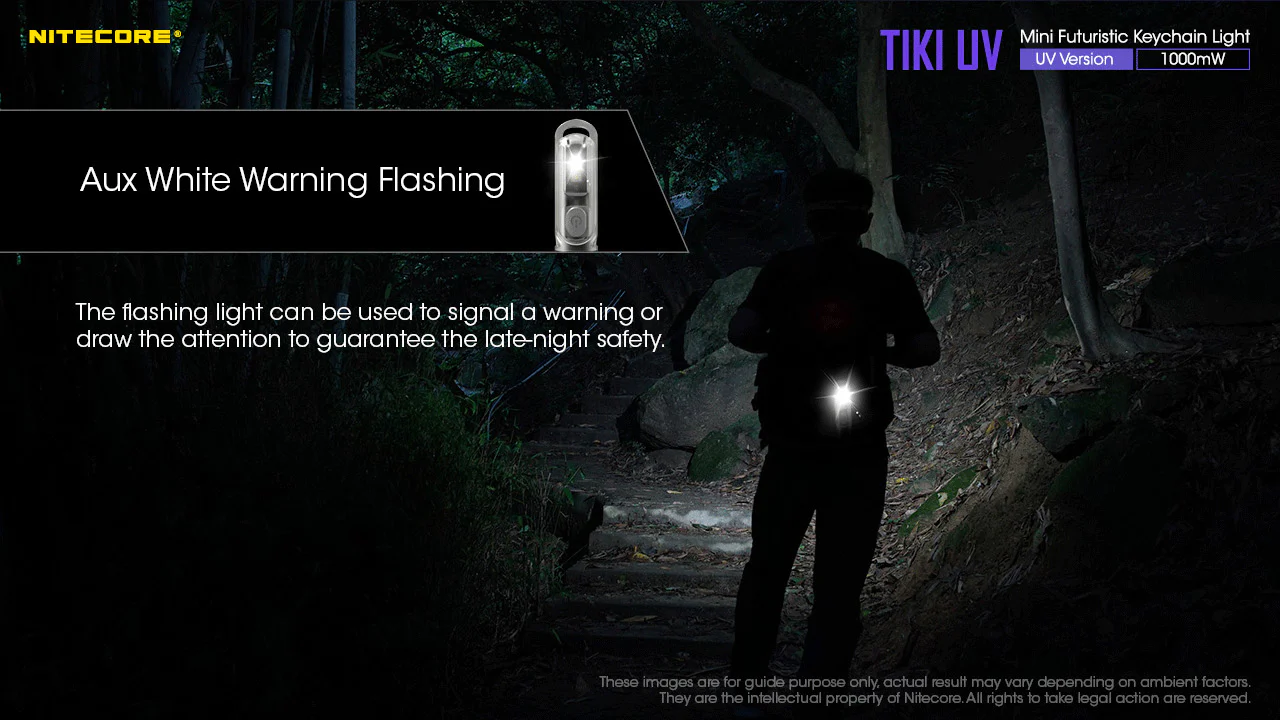 Nitecore TIKI UV 1000mv Rechargeable UV Keychain Flashlight Black Light - Image 9