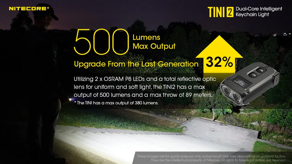 Nitecore TINI 2 500 Lumen USB-C Rechargeable Keychain Flashlight - Image 5