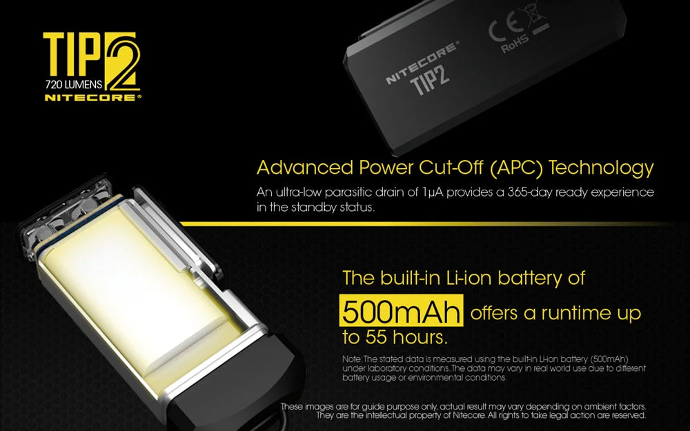 Nitecore TIP 2 (TIP2) 720 Lumen USB Rechargeable Keychain Flashlight - Image 11