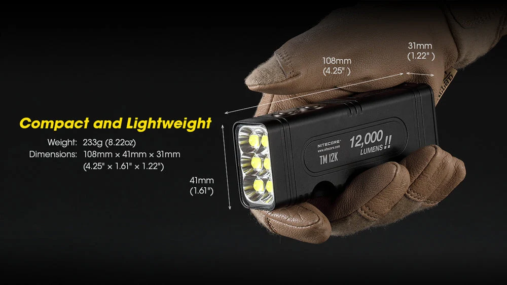 NITECORE TM12K 12,000 Lumen Rechargeable Flashlight - Image 3