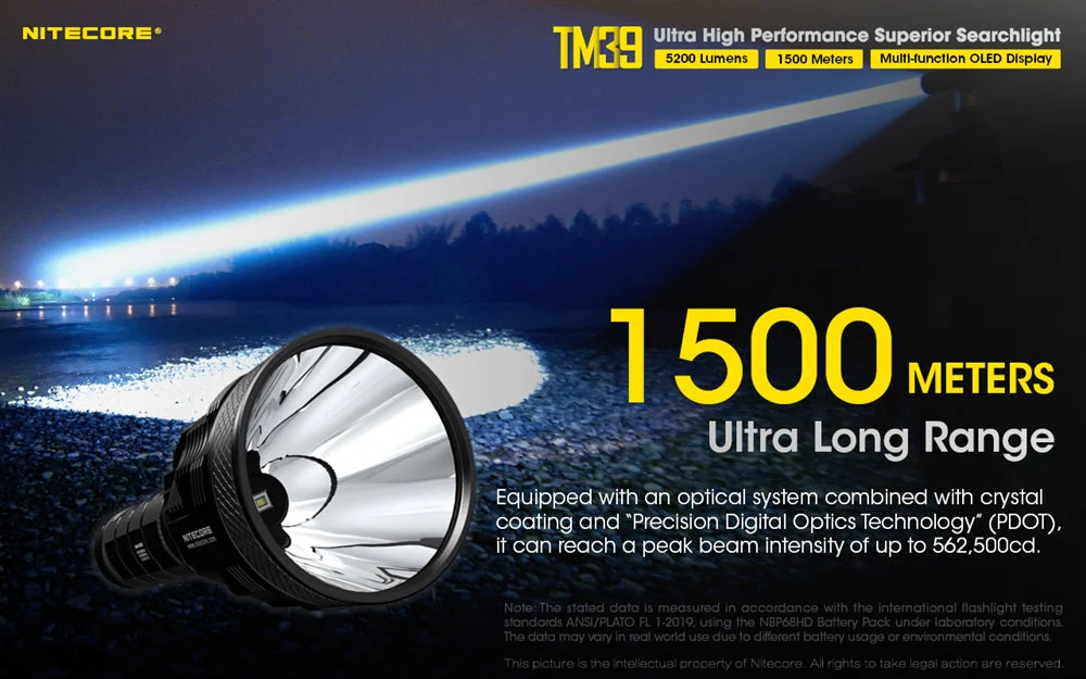 Nitecore TM39 5200 Lumen Long Throw Rechargeable Flashlight - Image 3