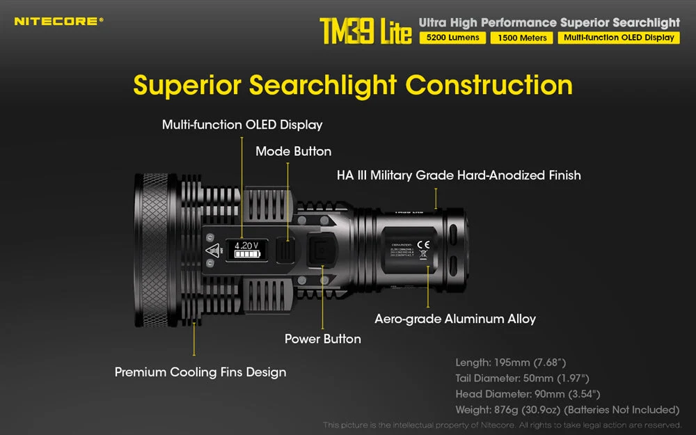 Nitecore TM39 Lite 5200 Lumen Long Throw Flashlight - Image 10