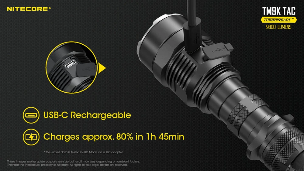 NITECORE TM9K TAC 9800 Lumen USB-C Rechargeable Flashlight - Image 4