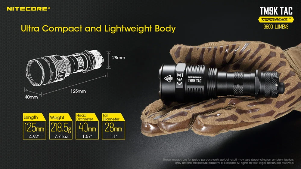 NITECORE TM9K TAC 9800 Lumen USB-C Rechargeable Flashlight - Image 8