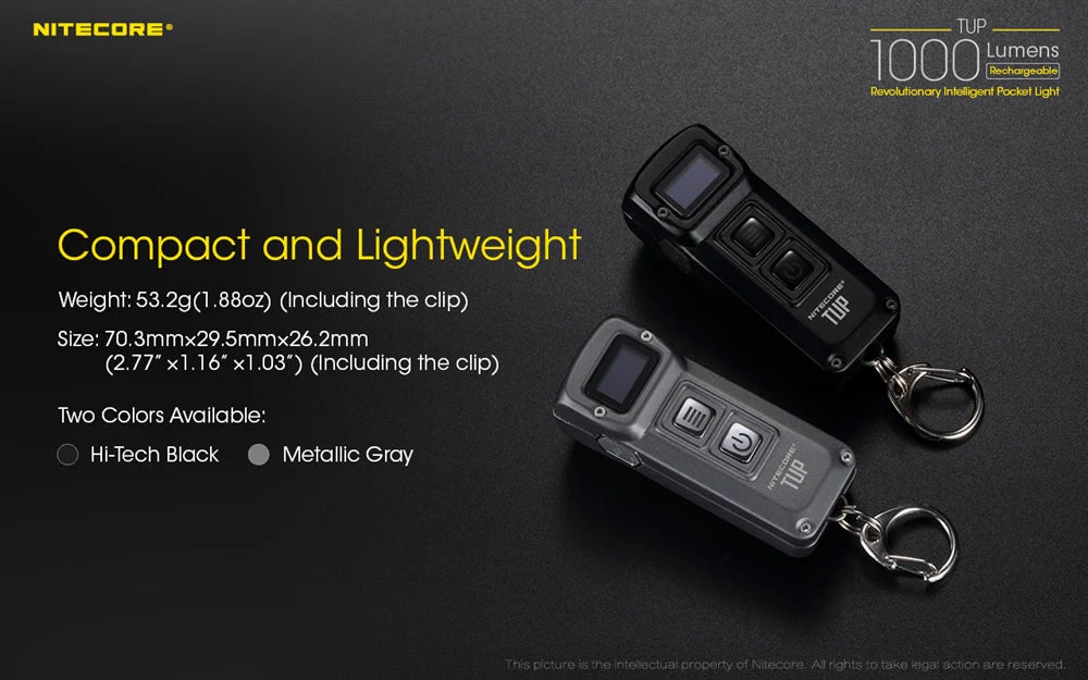 Nitecore TUP 1000 Lumen Rechargeable EDC Flashlight, Digital Display - Image 10