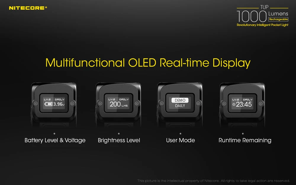 Nitecore TUP 1000 Lumen Rechargeable EDC Flashlight, Digital Display - Image 6