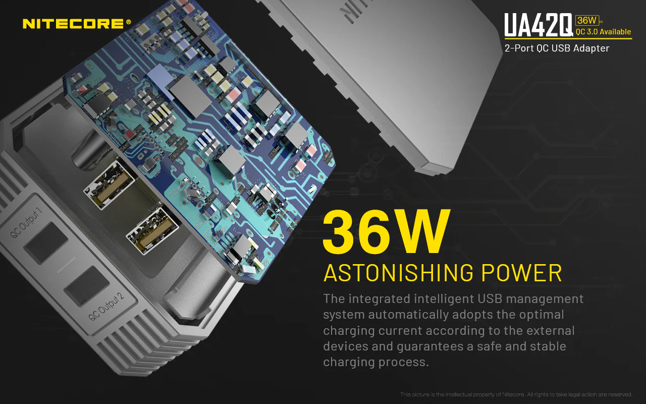 Nitecore UA42Q 2-Port QC USB 2.0 & 3.0 Power Adapter - Image 6