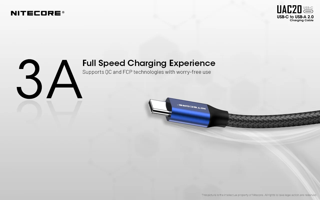 Nitecore UAC20 3.3ft USB Type C 3A Fast Charging Cable - Image 2
