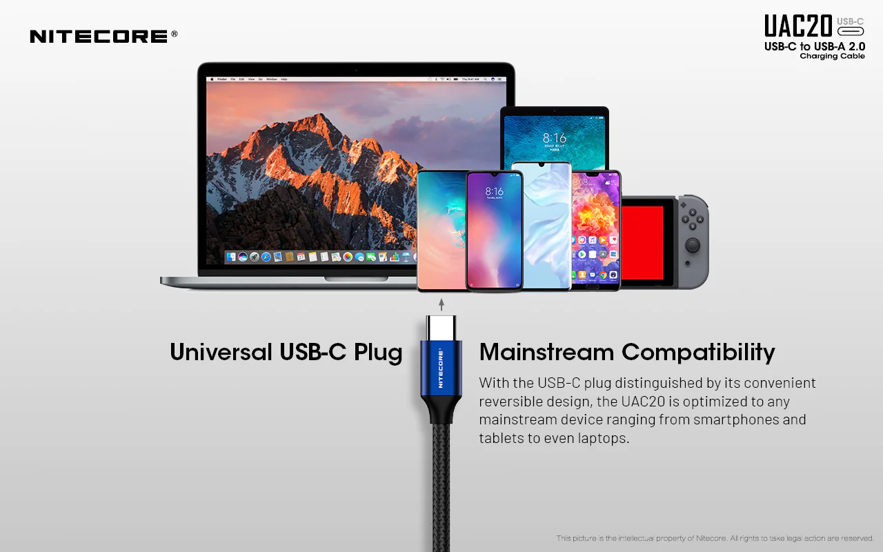 Nitecore UAC20 3.3ft USB Type C 3A Fast Charging Cable - Image 3
