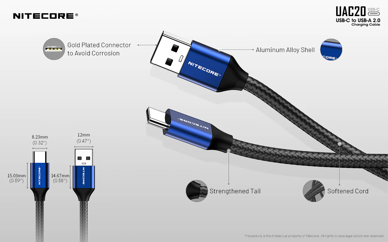 Nitecore UAC20 3.3ft USB Type C 3A Fast Charging Cable - Image 8