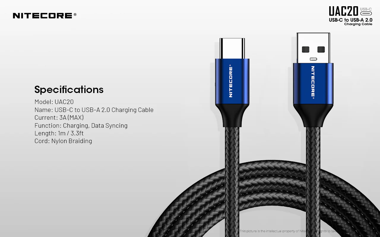 Nitecore UAC20 3.3ft USB Type C 3A Fast Charging Cable - Image 9
