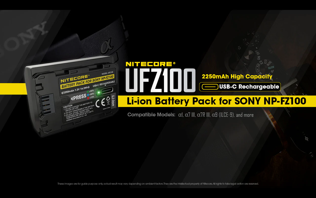 NITECORE UFZ100 Camera Battery for Sony NP-FZ100 - Image 2