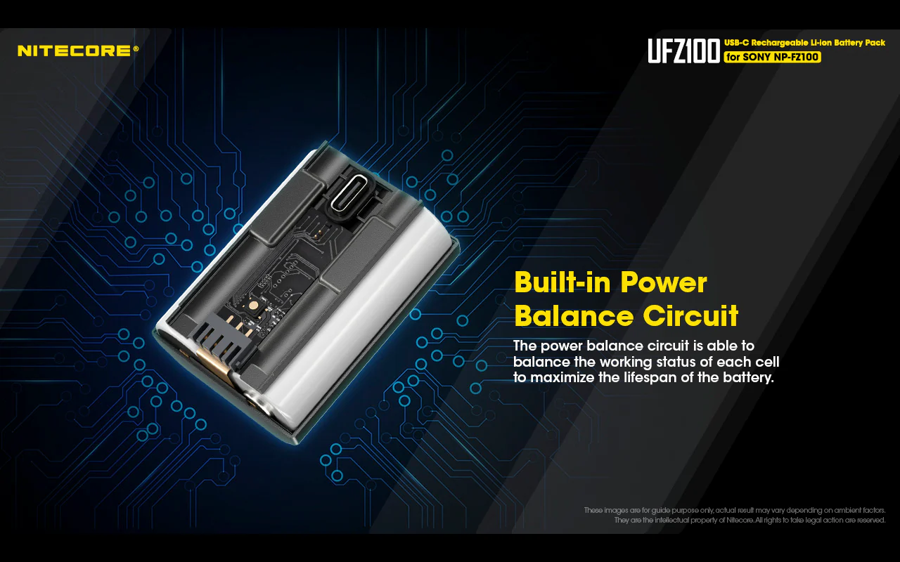 NITECORE UFZ100 Camera Battery for Sony NP-FZ100 - Image 7